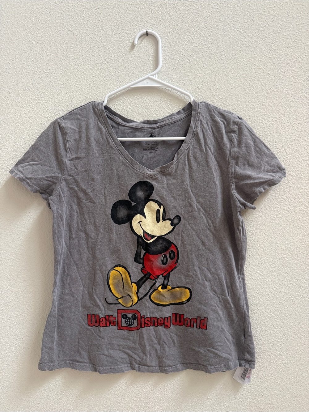 Disney Parks Walt Disney World Mickey Mouse Graphic V-Neck Tee Gray Size Medium